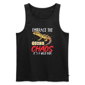 Drôle de propriétaire de gecko léopard, humour reptile, - Débardeur bio Premium Homme - noir - Devant - Michal (187cm)