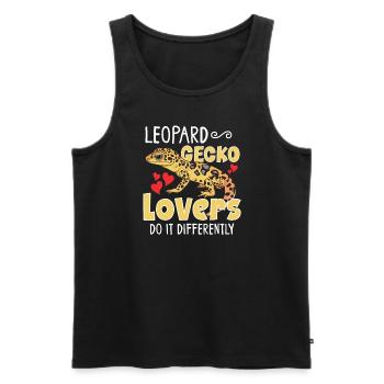 Drôle de propriétaire de gecko léopard, humour reptile, - Débardeur bio Premium Homme - noir - Devant - AI Model Male 178 light (178cm)