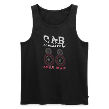 AUDIOLOGIST / CAR STEREO : Run Your System - Men's Premium Organic Tank Top - black - Front - AI Model Male 178 light (178cm)
