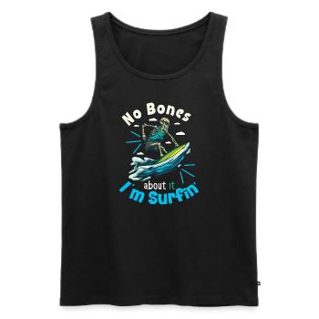 Lustiger Surfer, Der Skelett-strand-stoke-brandung - Männer Premium Bio Tank Top - Schwarz - Vorne - AI Model Male 178 light (178cm)