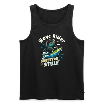 Lustiger Surfer, Der Skelett-strand-stoke-brandung - Männer Premium Bio Tank Top - Schwarz - Vorne - AI Model Male 178 light (178cm)