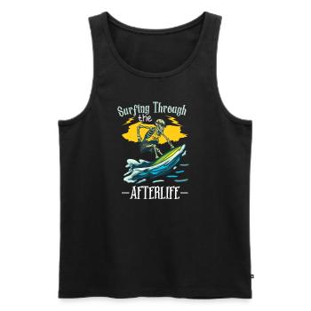 Lustiger Surfer, Der Skelett-strand-stoke-brandung - Männer Premium Bio Tank Top - Schwarz - Vorne - AI Model Male 178 light (178cm)