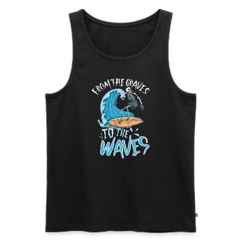 Lustiger Surfer, Der Skelett-strand-stoke-brandung - Männer Premium Bio Tank Top - Schwarz - Vorne - AI Model Male 178 light (178cm)