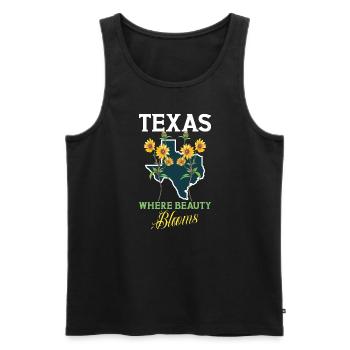 Texas Fleurs sauvages Saison Champs Fleurs Texas - Débardeur bio Premium Homme - noir - Devant - Michal (187cm)
