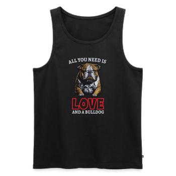Bouledogue français Bouledogue anglais Amoureux des chiens Bouledogue - Débardeur bio Premium Homme - noir - Devant - AI Model Male 178 light (178cm)