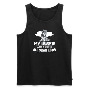 Chien de traîneau Huskie Alaska Sports d’hiver - Débardeur bio Premium Homme - noir - Devant - Michal (187cm)
