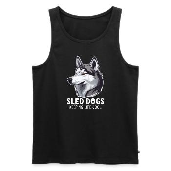 Chien de traîneau Huskie Alaska Sports d’hiver - Débardeur bio Premium Homme - noir - Devant - Michal (187cm)