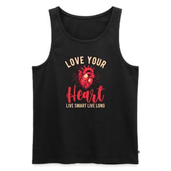 Healthy Heartbeat February Heart Awareness - Men's Premium Organic Tank Top - black - Front - Michal (187cm)