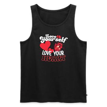 Healthy Heartbeat February Heart Awareness - Men's Premium Organic Tank Top - black - Front - Michal (187cm)