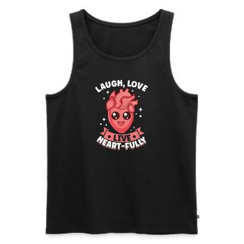 Healthy heartbeat February heart awareness - Men's Premium Organic Tank Top - black - Front - Michal (187cm)
