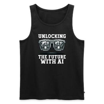 Artificial intelligence, machine learning, data - Men's Premium Organic Tank Top - black - Front - AI Model Male 178 light (178cm)