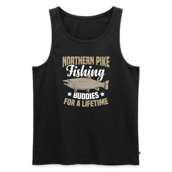 Northern Pike Fisherman Pike Fishing Rod Pike Fish - Men's Premium Organic Tank Top - black - Front - AI Model Male 178 light (178cm)