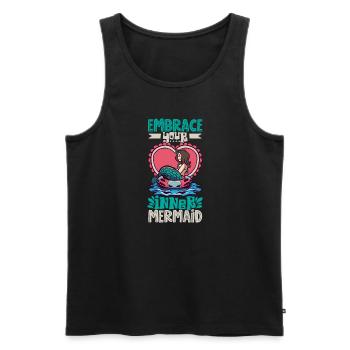 Sirène Reine Mer Royal Ocean Monarque - Débardeur bio Premium Homme - noir - Devant - Michal (187cm)