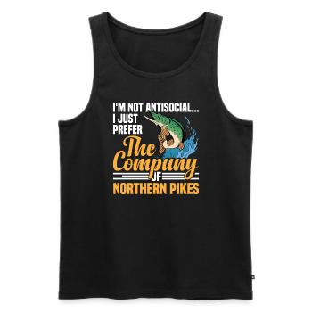 Northern Pike Fisherman Pike Fishing Rod Pike Fish - Men's Premium Organic Tank Top - black - Front - AI Model Male 178 light (178cm)
