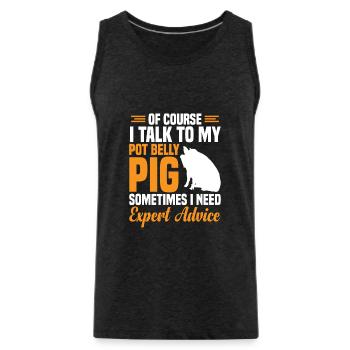 Pot Belly Pig Harness and Leash Pot Belly Pig - Men's Premium Organic Tank Top - charcoal grey - Front - Alexander (188cm)