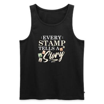 Philately Philatelist Stamp Collecting - Men's Premium Organic Tank Top - black - Front - AI Model Male 178 light (178cm)