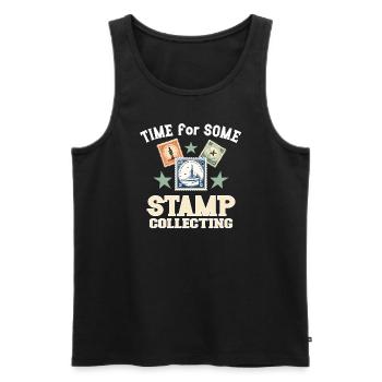 Philately Philatelist Stamp Collecting - Men's Premium Organic Tank Top - black - Front - AI Model Male 178 light (178cm)