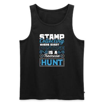 Philately Philatelist Stamp Collecting - Men's Premium Organic Tank Top - black - Front - AI Model Male 178 light (178cm)