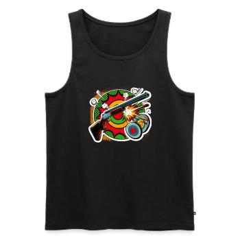 Clay Pigeon Shooting Clay Pigeon Shooting Shooting - Men's Premium Organic Tank Top - black - Front - AI Model Male 178 light (178cm)