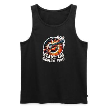 Clay Pigeon Shooting Clay Pigeon Shooting Shooting - Men's Premium Organic Tank Top - black - Front - AI Model Male 178 light (178cm)