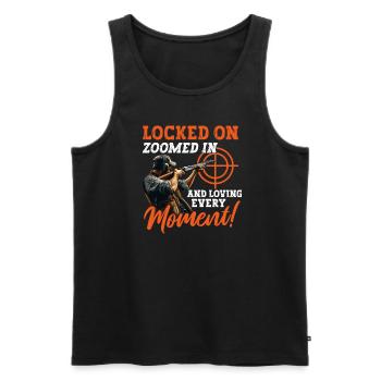 Clay Pigeon Shooting Clay Pigeon Shooting Shooting - Men's Premium Organic Tank Top - black - Front - AI Model Male 178 light (178cm)