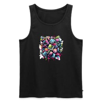 Philately Philatelist Stamp Collecting - Men's Premium Organic Tank Top - black - Front - AI Model Male 178 light (178cm)