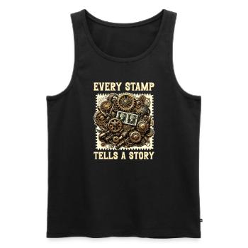 Philately Philatelist Stamp Collecting - Men's Premium Organic Tank Top - black - Front - AI Model Male 178 light (178cm)