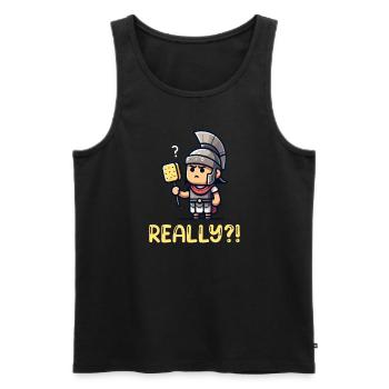 Funny Sponge, Roman History, Bathroom - Men's Premium Organic Tank Top - black - Front - AI Model Male 178 light (178cm)