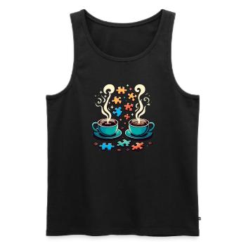 Puzzle Lover Jigzaw Puzzle Board Game Puzzler - Men's Premium Organic Tank Top - black - Front - AI Model Male 178 light (178cm)
