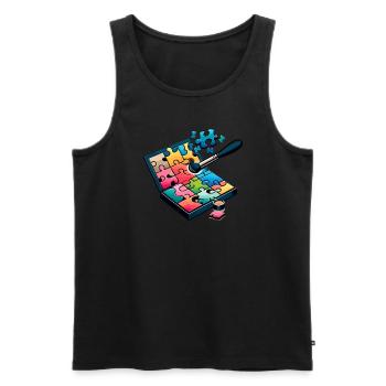 Puzzle Lover Jigzaw Puzzle Board Game Puzzler - Men's Premium Organic Tank Top - black - Front - AI Model Male 178 light (178cm)