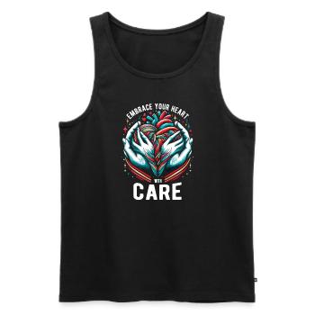 Healthy Heartbeat February Heart Awareness - Men's Premium Organic Tank Top - black - Front - Michal (187cm)