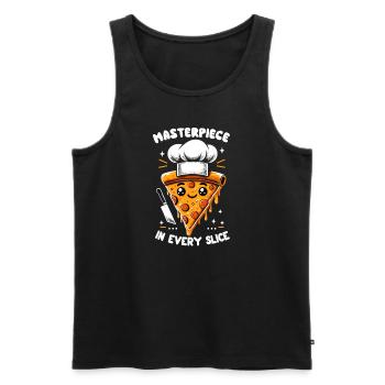Drôle d’amateur de pizza, amateur de pizza - Débardeur bio Premium Homme - noir - Devant - AI Model Male 178 light (178cm)