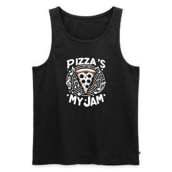 Drôle d’amateur de pizza, amateur de pizza - Débardeur bio Premium Homme - noir - Devant - AI Model Male 178 light (178cm)