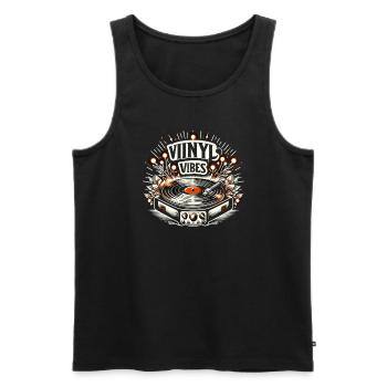 Schallplatten Lp Sammler Schallplattenliebhaber - Männer Premium Bio Tank Top - Schwarz - Vorne - AI Model Male 178 light (178cm)