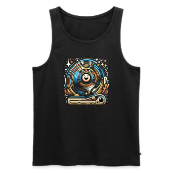 Schallplatten Lp Sammler Schallplattenliebhaber - Männer Premium Bio Tank Top - Schwarz - Vorne - AI Model Male 178 light (178cm)