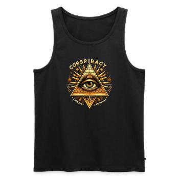 Théories du complot Théoricien du complot Illuminati - Débardeur bio Premium Homme - noir - Devant - AI Model Male 178 light (178cm)