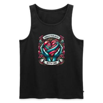 Healthy heartbeat February heart awareness - Men's Premium Organic Tank Top - black - Front - Michal (187cm)