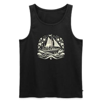 Navigation de plaisance Papa Bateau Capitaine Ponton Sailor Croisière - Débardeur bio Premium Homme - noir - Devant - Michal (187cm)