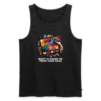 Puzzle Lover Jigzaw Puzzle Brettspiel Puzzler - Männer Premium Bio Tank Top - Schwarz - Vorne - AI Model Male 178 light (178cm)
