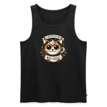 Pause-café amoureux des chats, amoureux du café chat mignon - Débardeur bio Premium Homme - noir - Devant - AI Model Male 178 light (178cm)