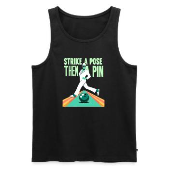 Funny bowling team bowler strike bowling club - Men's Premium Organic Tank Top - black - Front - AI Model Male 178 light (178cm)