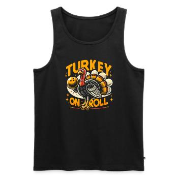 Funny bowling team bowler strike bowling club - Men's Premium Organic Tank Top - black - Front - AI Model Male 178 light (178cm)