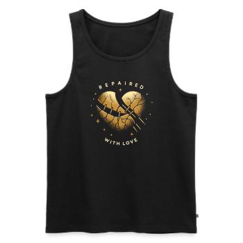 Kintsugi Kintsukuroi Imperfekte Japanische Kunst - Männer Premium Bio Tank Top - Schwarz - Vorne - Michal (187cm)