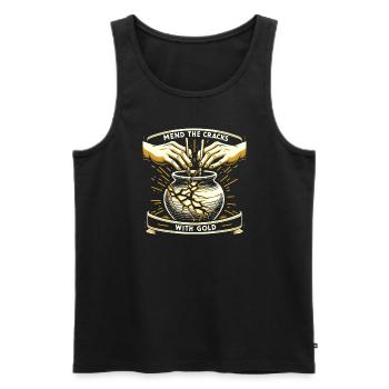 Kintsugi Kintsukuroi Imperfekte Japanische Kunst - Männer Premium Bio Tank Top - Schwarz - Vorne - Michal (187cm)