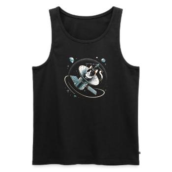 Chat, Astronaute, Astronomie, Système Solaire Externe - Débardeur bio Premium Homme - noir - Devant - Michal (187cm)