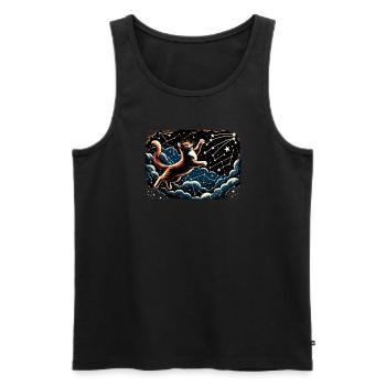 Katze Astronaut Astronomie Äußeres Sonnensystem - Männer Premium Bio Tank Top - Schwarz - Vorne - AI Model Male 178 light (178cm)