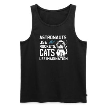 Katze Astronaut Astronomie Äußeres Sonnensystem - Männer Premium Bio Tank Top - Schwarz - Vorne - AI Model Male 178 light (178cm)
