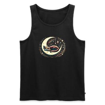 Chat, Astronaute, Astronomie, Système Solaire Externe - Débardeur bio Premium Homme - noir - Devant - Michal (187cm)