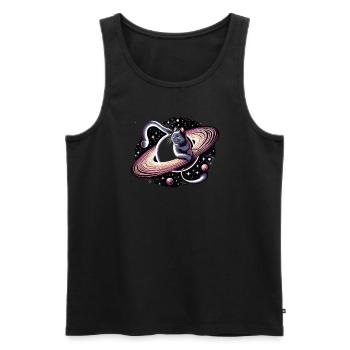 Chat, Astronaute, Astronomie, Système Solaire Externe - Débardeur bio Premium Homme - noir - Devant - Michal (187cm)