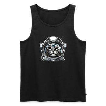 Katze Astronaut Astronomie Äußeres Sonnensystem - Männer Premium Bio Tank Top - Schwarz - Vorne - AI Model Male 178 light (178cm)